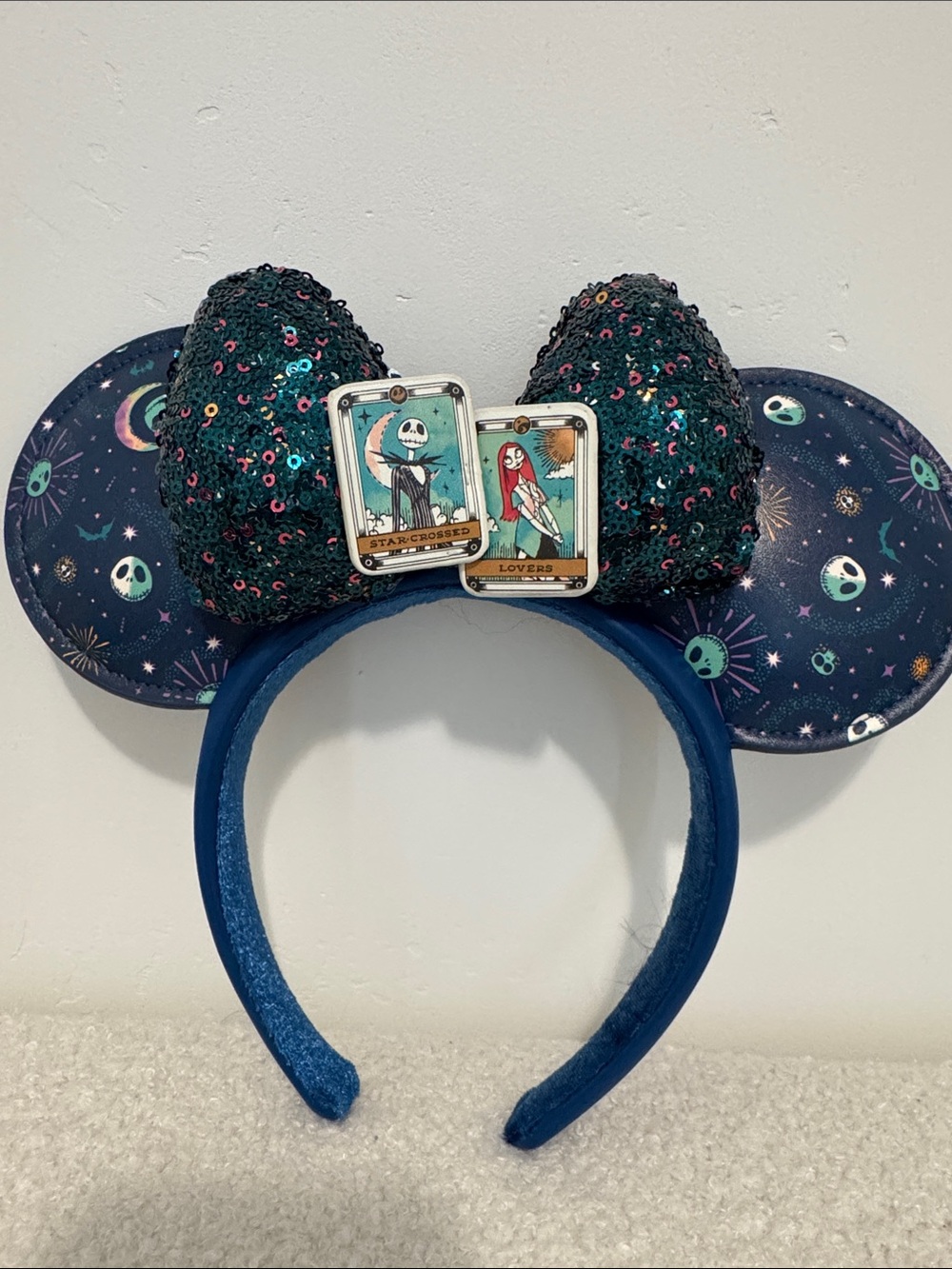 Disney The Nightmare Before Christmas Tarot Card Navy Sequin Minnie Ears